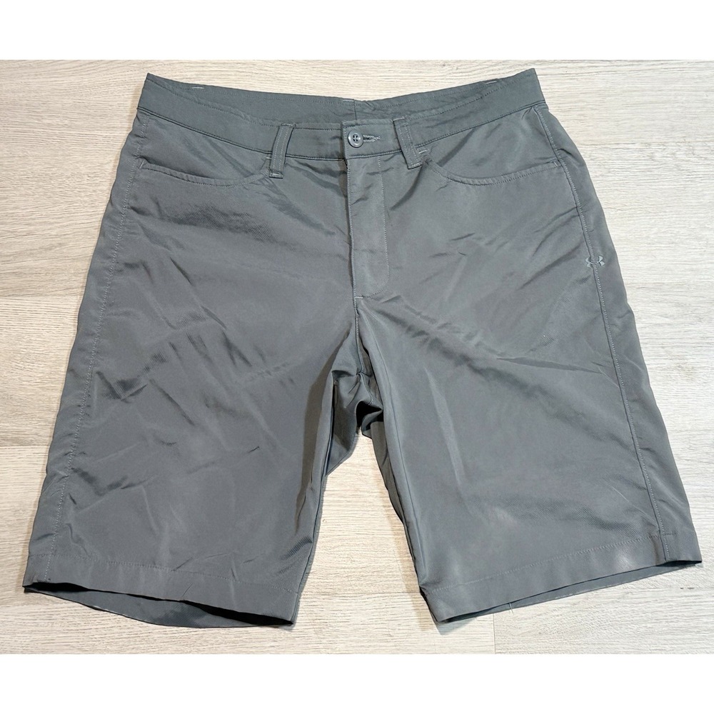Under Armour Loose Heat Gear Chino Shorts Men's Size 32 Gray Golf Stretch Casual